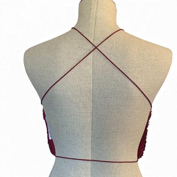 TOBI Backless Sparkly Sequin Cami Party Top Deep Red Size Small - Picture 2 of 5